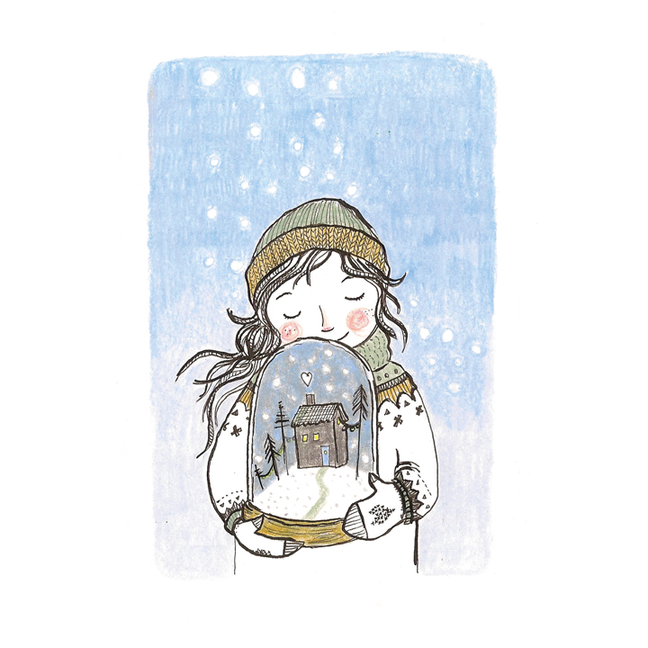 meisje met sneeuwbol