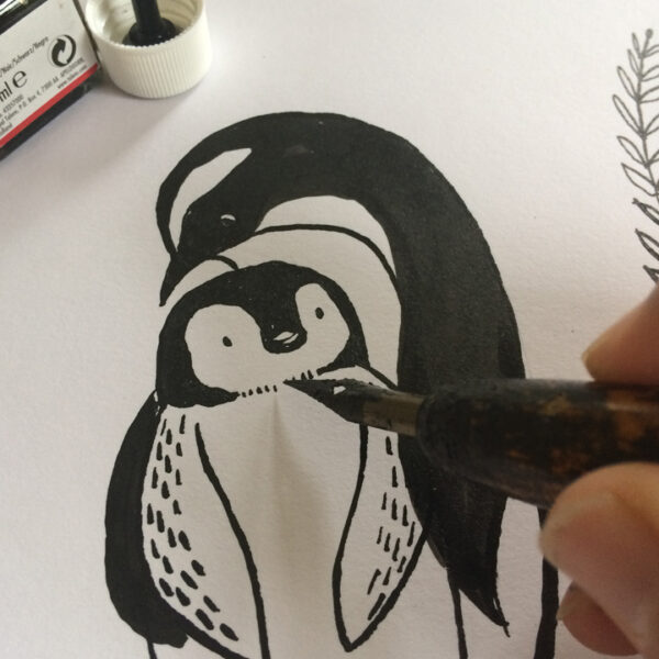 pinguin en jong illustratie