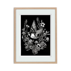 Linoprint dieren zwart